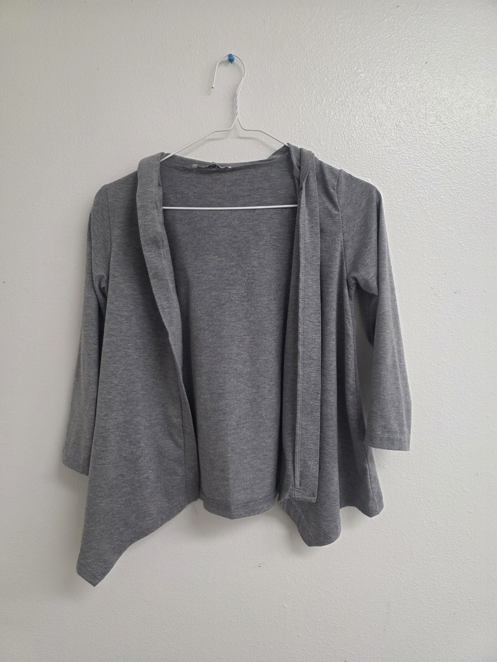 Girls' Gray Hooded Open-Front Top (0671)